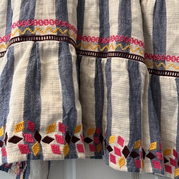 LIKE NEW Blue + White Stripe Halter Top with Pink + Yellow Embroidery - Size S - Picture 8 of 9